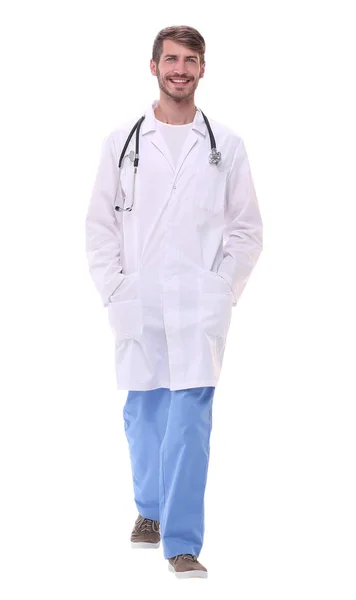 In volle groei. lachende arts arts met de stethoscoop — Stockfoto