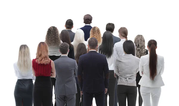 Achteraanzicht groep mensen uit het bedrijfsleven. Achteraanzicht. Geïsoleerd op witte achtergrond. — Stockfoto