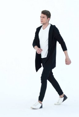 yan view.portrait ileriye bir modern adam.