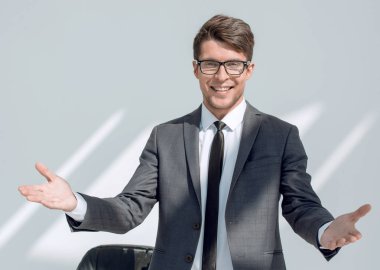 up.Portrait dostu işadamı kapatmak.