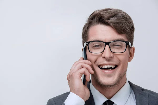 Sluit up.businessman praten over de telefoon. — Stockfoto