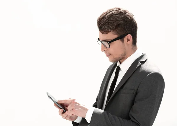 Zavřete up.businessman pomocí svého mobilního telefonu — Stock fotografie