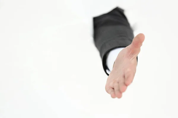 Homme d'affaires tenant la main pour une poignée de main  . — Photo