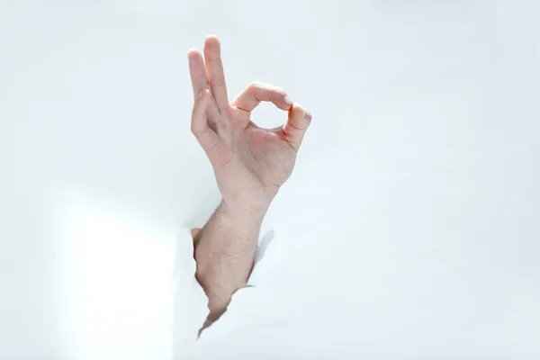Mão mostrando o gesto OK — Fotografia de Stock
