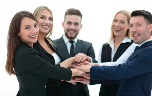 Amigable equipo de negocios con las manos juntas . — Foto de Stock