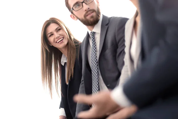 Sida view.group av affärsmän på ljus bakgrund — Stockfoto