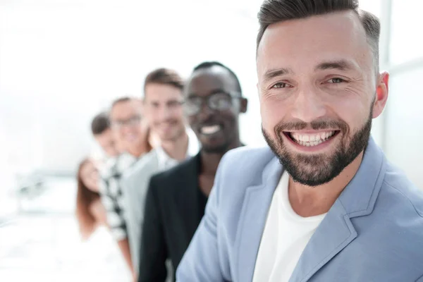 Multiethnic corporate business people standing on office looking — Stock Photo, Image