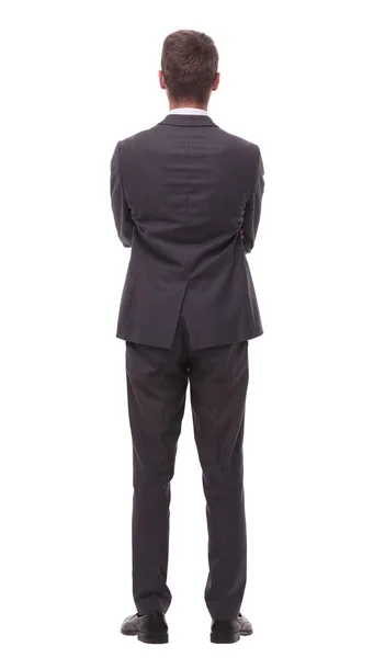 Rear view . confident businessman.isolated on white — Stock Photo, Image