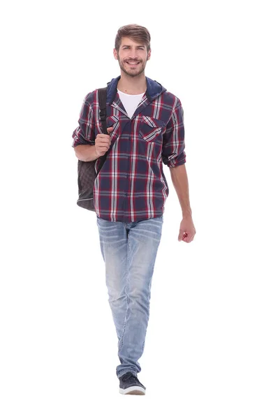 In full growth. a handsome male student steps forward. — Stock Photo, Image