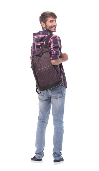 En pleno crecimiento. guapo macho estudiante con un bolso. — Foto de Stock