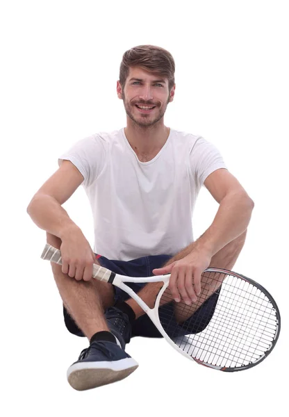 Tenis raketi ile sportif genç adam. — Stok fotoğraf