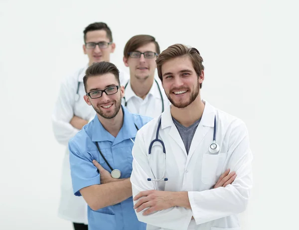 Grupo de médicos bem sucedidos .isoladas em branco — Fotografia de Stock