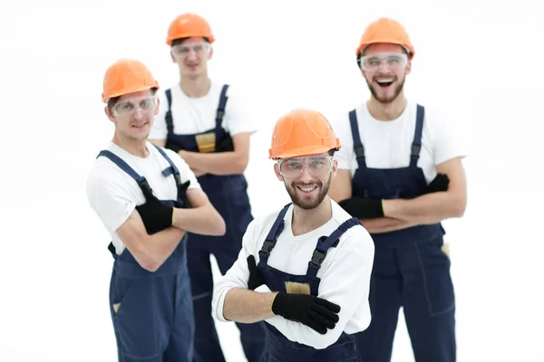 Der Vorarbeiter und das Bauteam — Stockfoto