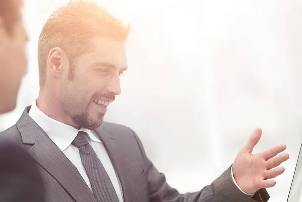 Closeup.business colleagues discussing work issues — Stock Photo, Image