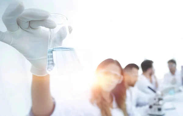 Grupo de jóvenes científicos que trabajan en el laboratorio . —  Fotos de Stock