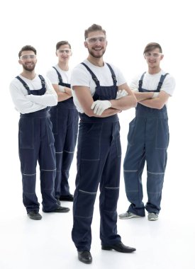 Foreman ve ekibinin profesyonel sanayi işçileri