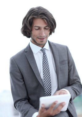 Dijital tablet ile portre .businessman