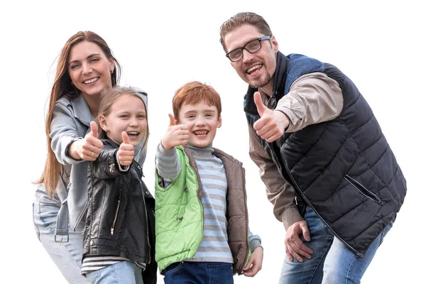 幸福的家庭出现的拇指 — 图库照片