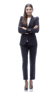 tam büyüme. genç iş kadını.