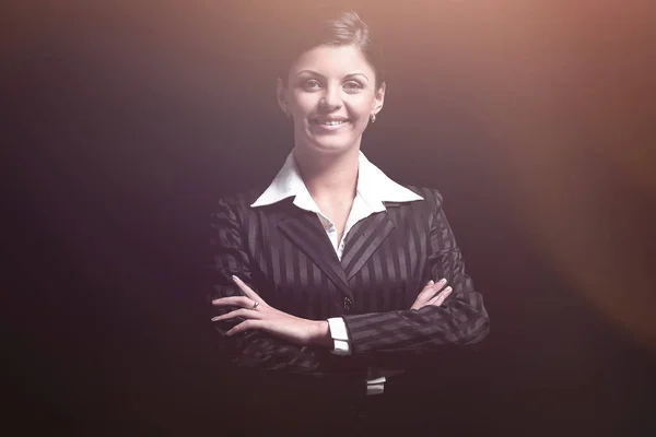 Confident business women on black background. — Stock Photo, Image