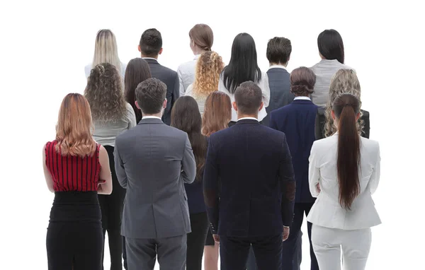 Achteraanzicht groep mensen uit het bedrijfsleven. Achteraanzicht. Geïsoleerd op witte achtergrond. — Stockfoto