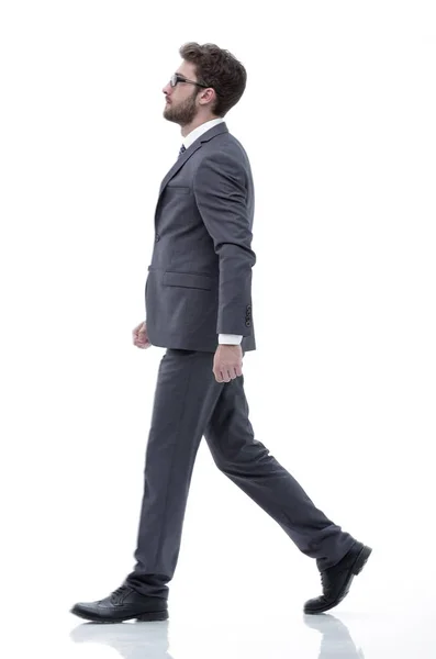 Side view confident businessman goes forward. — Stock Photo, Image