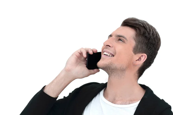 Handsome guy looking at the smartphone screen — Stock Photo, Image