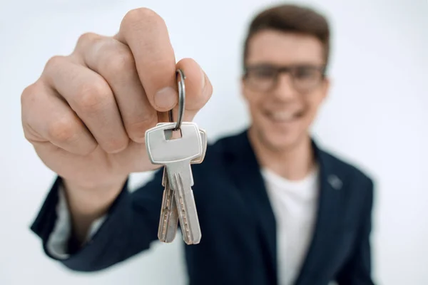 Close up.the keys are in the hands of a business man — Stock Photo, Image