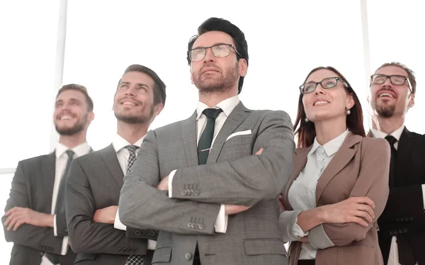 Retrato de empresários com raios de sol e brilho — Fotografia de Stock