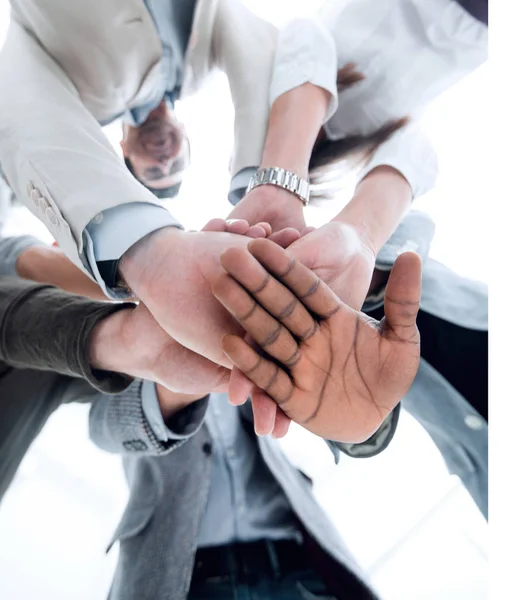 Equipo close up.business doblado sus manos juntas . — Foto de Stock