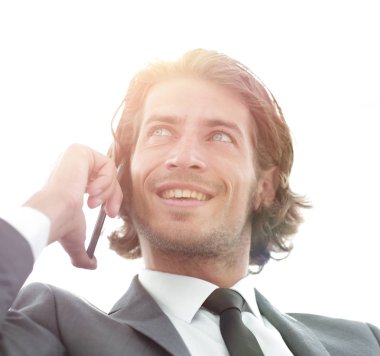 başarılı iş adamı Smartphone'da konuşuyor