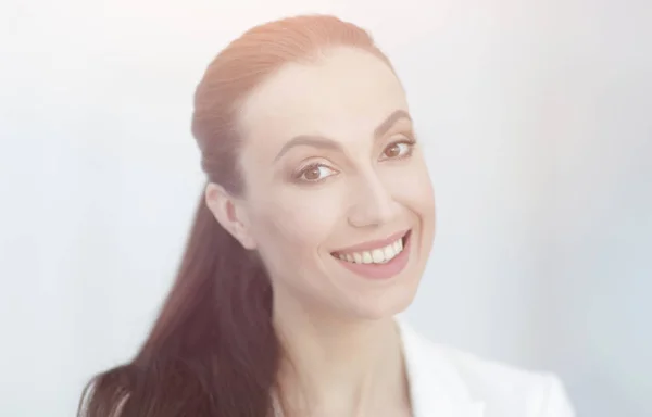 Closeup portrait of a dreaming business woman — Stock Photo, Image