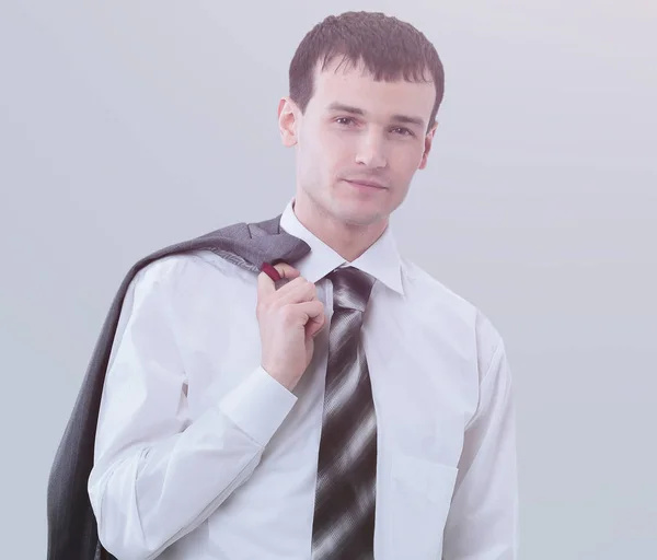 Full-length portrait of a confident businessman isolated on gray — Stock Photo, Image