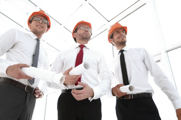 Close up.group of architects builders — Stock Photo, Image