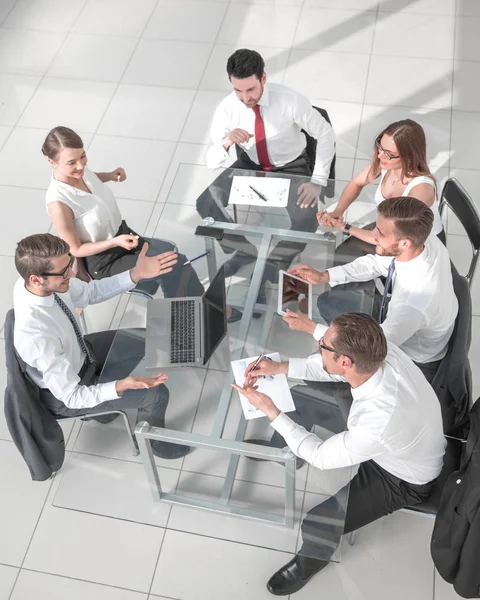 Reunião de negócios à mesa, vista superior — Fotografia de Stock