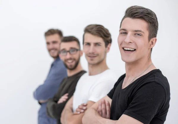 A group of people with arms crossed stands in a row — Stock Photo, Image