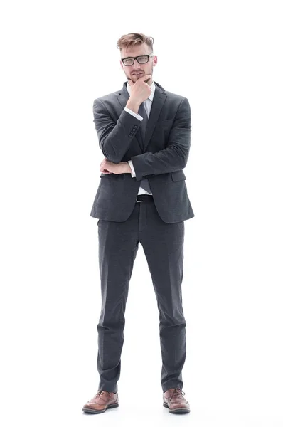 In full growth.portrait of a young thoughtful businessman — Stock Photo, Image