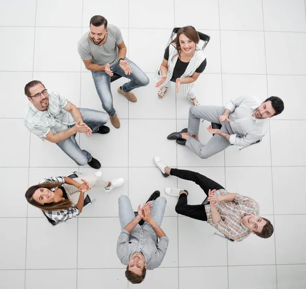 Top view.business team applaudiert — Stockfoto