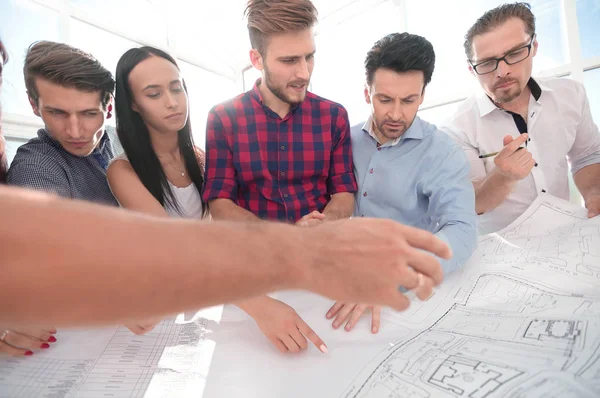 Creative group of young architects, showing you — Stock Photo, Image