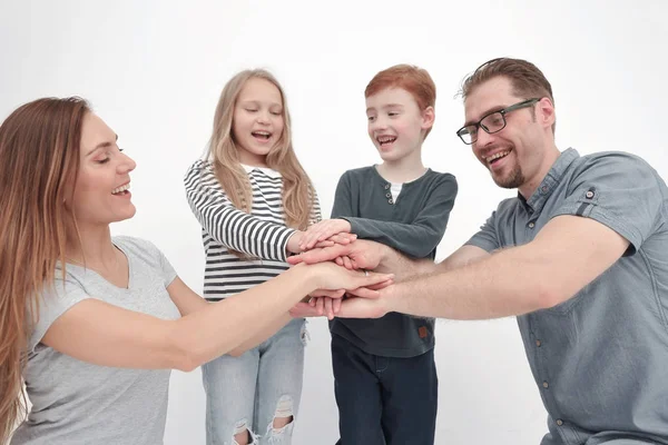 Glückliche Familie zeigt ihre Einigkeit — Stockfoto