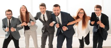 mutlu iş takım ayakta birlikte