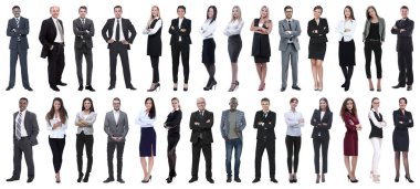 Beyaz arka planda izole edilmiş başarılı iş adamları