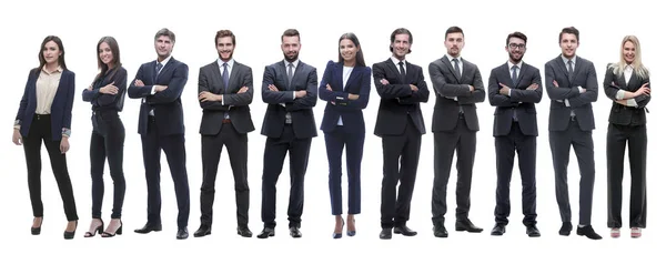 Группа молодых успешных предпринимателей, стоящих в ряд — стоковое фото