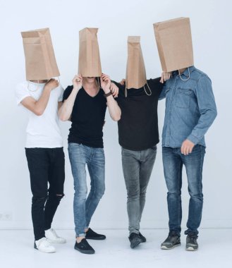 kağıt poşet başlarına ile gençlerin Grup