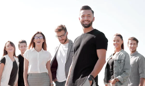 Leader and a group of successful young people — Stock Photo, Image