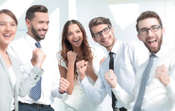 Close up.image de uma equipe de negócios feliz . — Fotografia de Stock