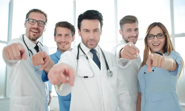 Portrait of doctors pointing at you — Stock Photo, Image