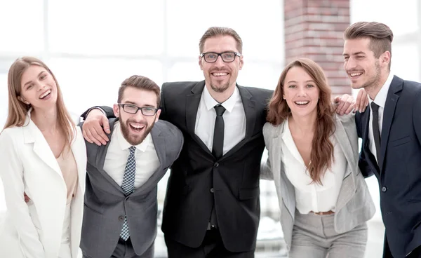Close up.friendly business team standing together — Stock Photo, Image