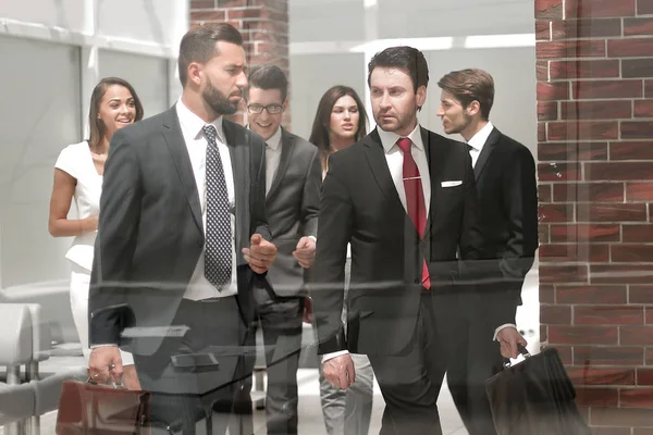 From the glass. hall of the modern Bank — Stock Photo, Image