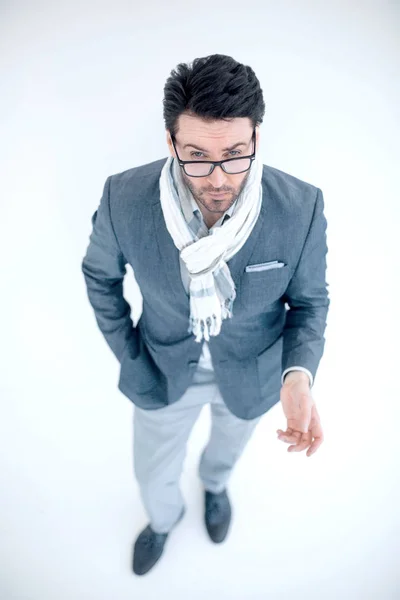 Top view. frustrated businessman looking at the camera — Stock Photo, Image